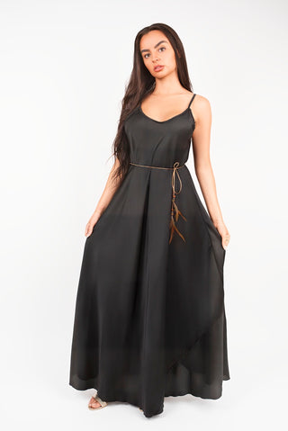 Strappy Maxi Dress with Feather Tie Waist