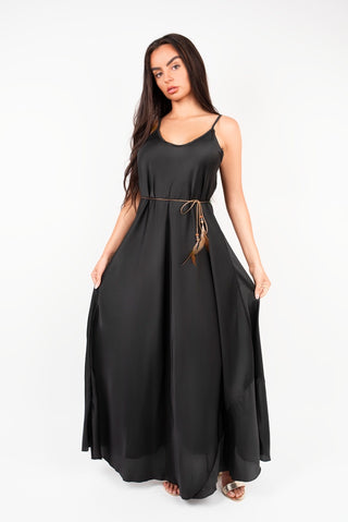Strappy Maxi Dress with Feather Tie Waist