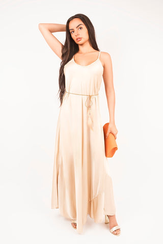 Strappy Maxi Dress with Feather Tie Waist