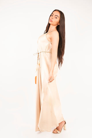 Strappy Maxi Dress with Feather Tie Waist