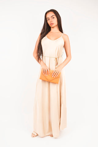 Strappy Maxi Dress with Feather Tie Waist