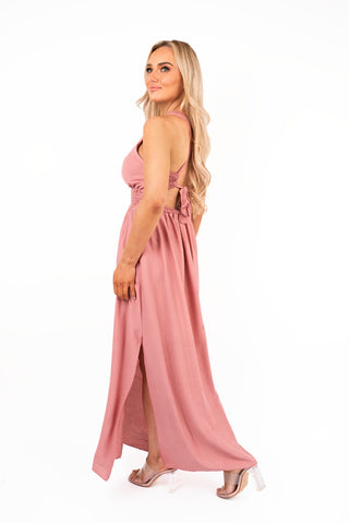 Cross Back Maxi Dress with Ruched Waist
