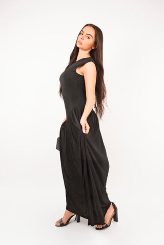 Short Sleeve Pleated Relaxed Maxi Dress