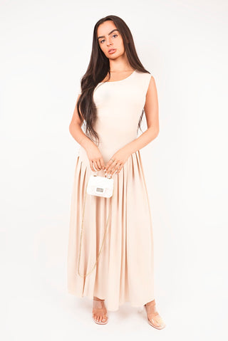 Short Sleeve Pleated Relaxed Maxi Dress