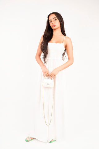 Shirred Bandeau Wide Leg Jumpsuit