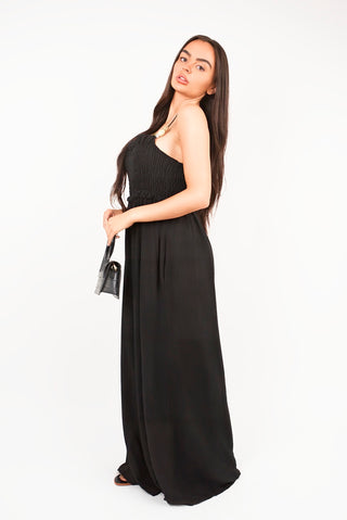 Shirred Bandeau Wide Leg Jumpsuit