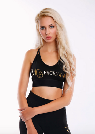 Black Gold Foil Logo Crop Top Miss Photogenic