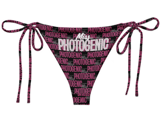 Miss Photogenic Bold Logo Print bikini bottom - Berry