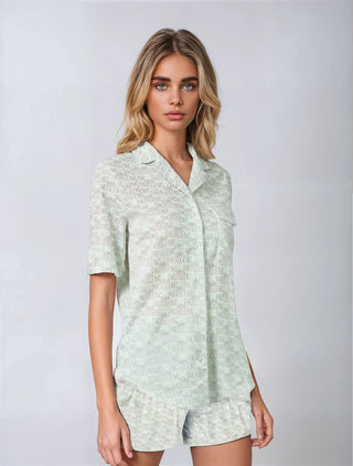 Bold Logo Pyjama shorts - Mint Miss Photogenic