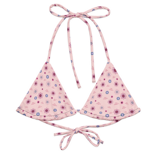 Ditsy Flower Logo Print Bikini Top - Blush Miss Photogenic
