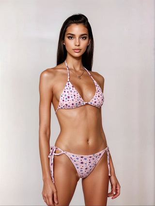 Ditsy Flower Logo Print Bikini Top - Blush Miss Photogenic