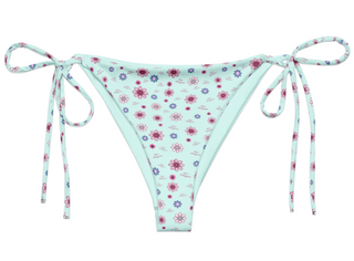 Ditzy Flower Logo Print Bikini Bottom - Aqua Miss Photogenic