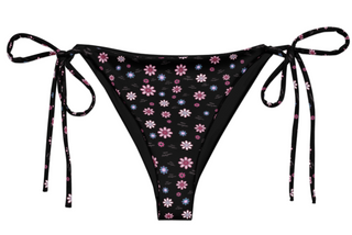Ditzy Flower Logo Print Bikini Bottom - Black Miss Photogenic