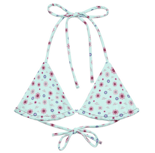 Ditzy Flower Logo Print Bikini Top - Aqua Miss Photogenic