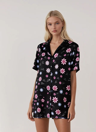 Ditzy Flower Logo Print Pyjama Shirt Miss Photogenic