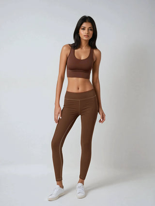Mocha Sports Crop Yoga Top Miss Photogenic