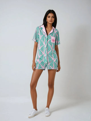 Miss Photogenic Pattern Print Pyjama Shirt - Mint