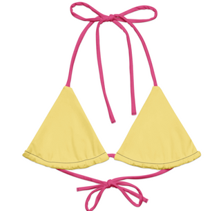 Penelope Contrast Tie Bikini Top - Pale Yellow Miss Photogenic