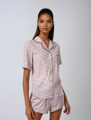 Pink Secret Logo Print Pyjama Shorts Miss Photogenic