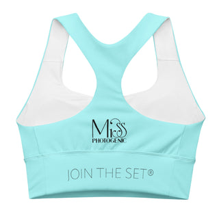 Shell Blue Sports Crop Yoga Top Miss Photogenic