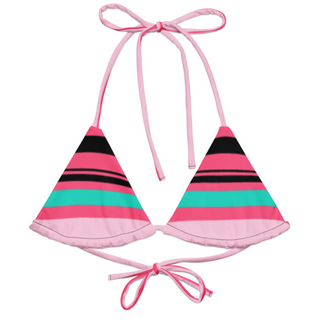 Stripe Halter Neck Bikini Top Miss Photogenic