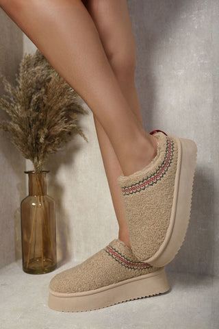 Ankle Cozy Plush Lining Thick Sole Fluffy Slippers