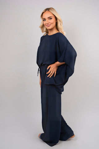 Batwing Top and Drawstring Wide Leg Trousers Co-ord Set