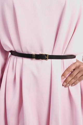 Belted Long Sleeve Mini Balloon Dress