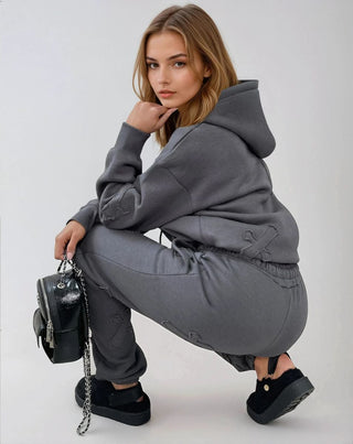 Cross Detail Oversized Hoodie and Jogger Co-ord Set