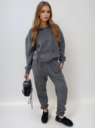 Cross Detail Oversized Hoodie and Jogger Co-ord Set