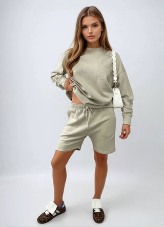 Do What Makes You Happy Print Oversized Sweatshirt and Shorts Co-ord Set