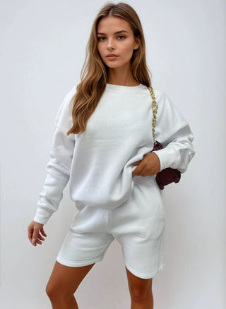 Do What Makes You Happy Print Oversized Sweatshirt and Shorts Co-ord Set