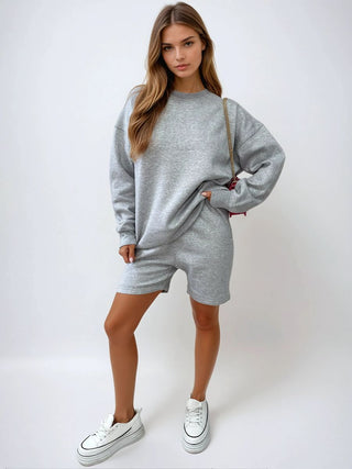 Do What Makes You Happy Print Oversized Sweatshirt and Shorts Co-ord Set