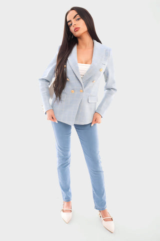 Double Breasted Long Sleeve Button Blazer Jacket