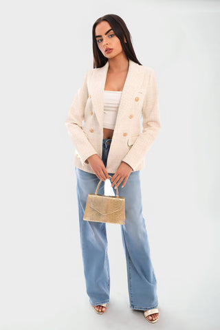 Double Breasted Long Sleeve Button Blazer Jacket