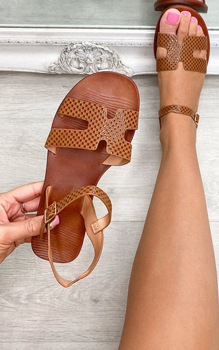 Faux Leather Santorini Strappy Flat Sandals