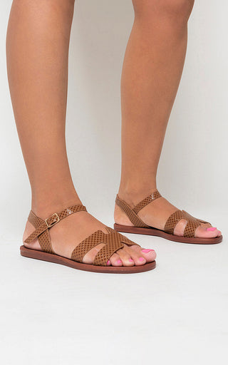 Faux Leather Santorini Strappy Flat Sandals