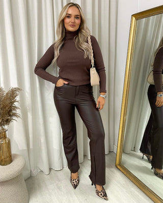 Fitted Long Sleeve Fluffy Knitted Top