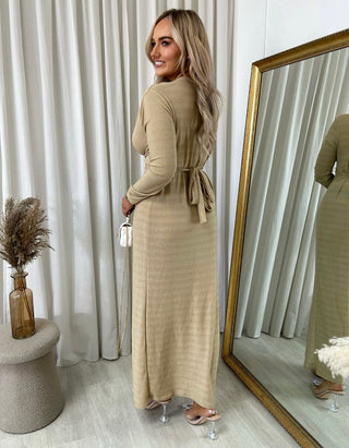 Glitter Twist Front Slit Maxi Dress