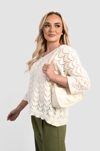 Half Sleeve Chunky Cable Knit Jumper