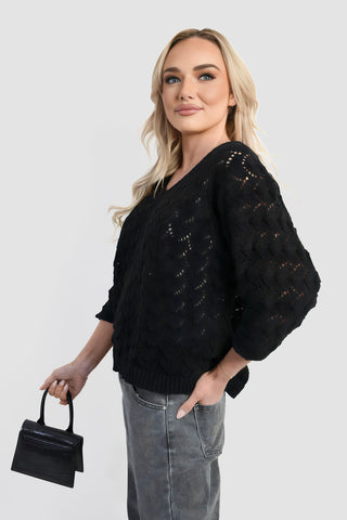 Half Sleeve Chunky Cable Knit Jumper