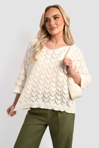 Half Sleeve Chunky Cable Knit Jumper