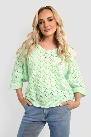 Half Sleeve Chunky Cable Knit Jumper