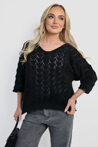 Half Sleeve Chunky Cable Knit Jumper