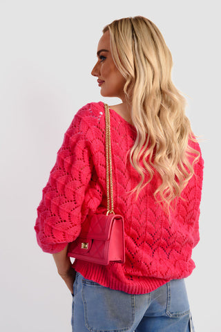 Half Sleeve Chunky Cable Knit Jumper