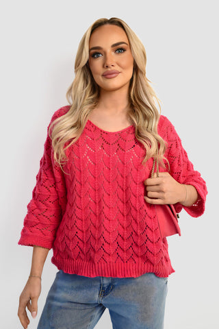 Half Sleeve Chunky Cable Knit Jumper