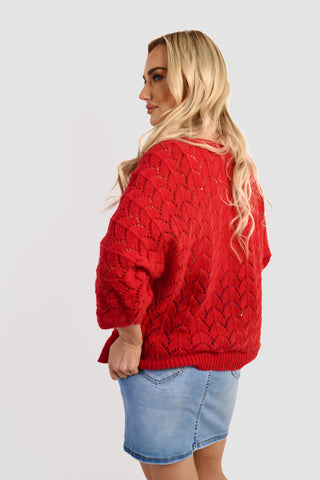 Half Sleeve Chunky Cable Knit Jumper