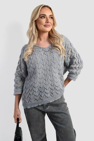 Half Sleeve Chunky Cable Knit Jumper