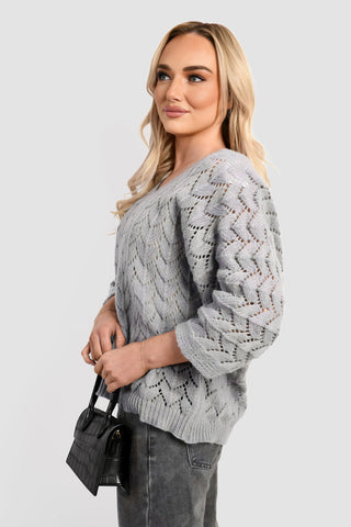 Half Sleeve Chunky Cable Knit Jumper