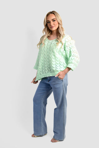 Half Sleeve Chunky Cable Knit Jumper